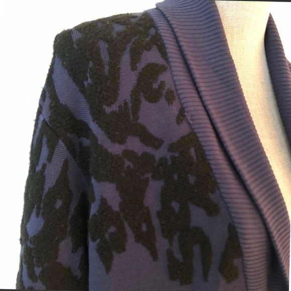 TIBI Blue and Black Embellished Cardigan Sweater - Picture 3 of 5